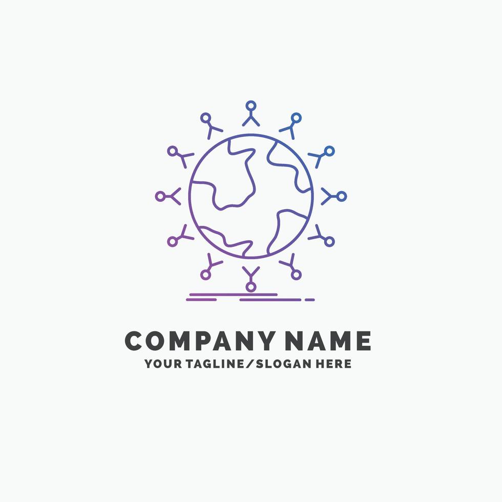 global. student. network. globe. kids Purple Business Logo Template. Place for Tagline vector