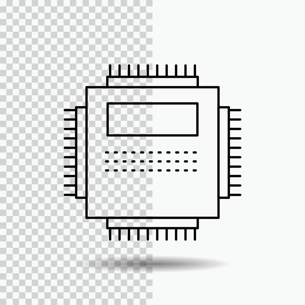 procesador. hardware. computadora. ordenador personal. icono de línea de tecnología sobre fondo transparente. ilustración de vector de icono negro