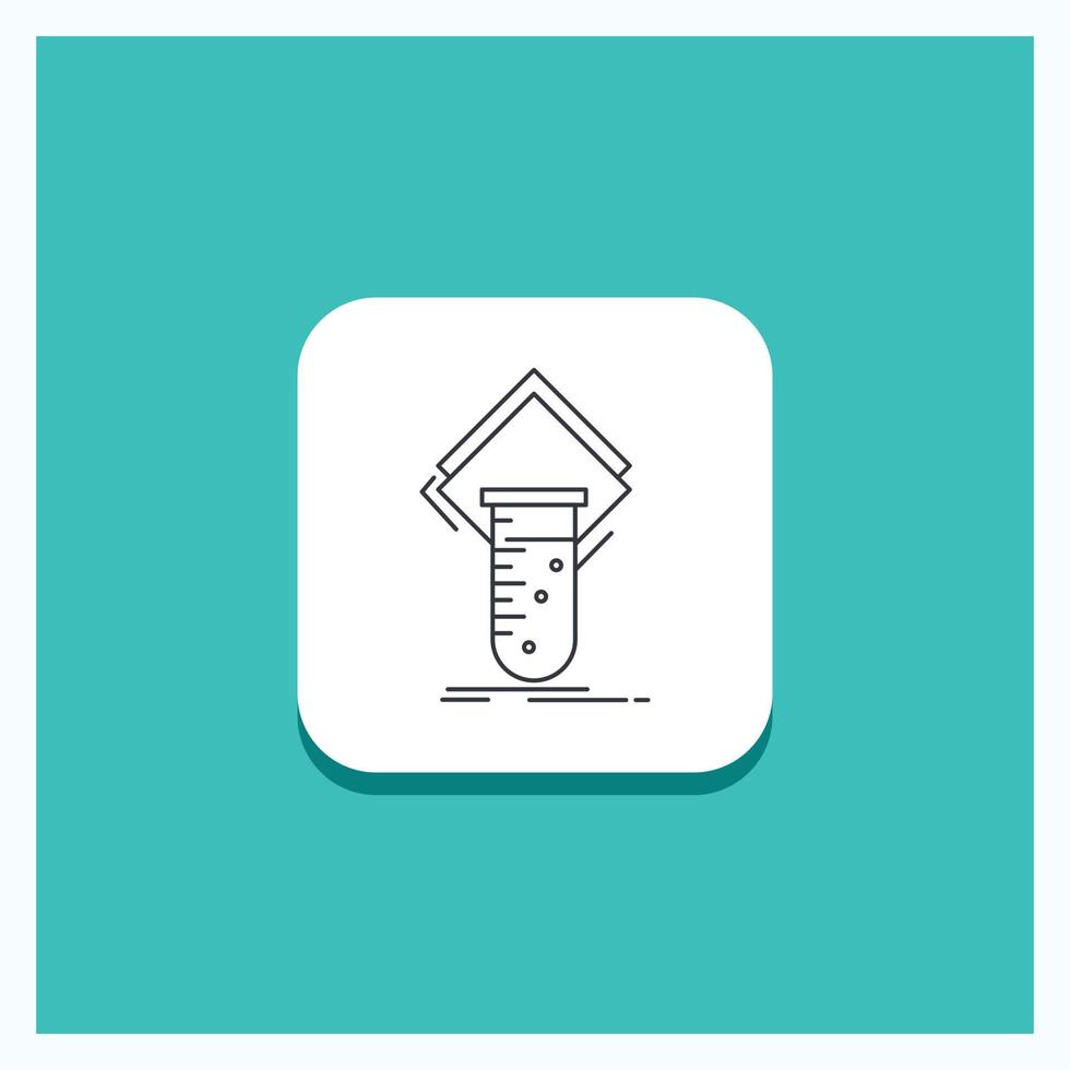 Round Button for Chemistry. lab. study. test. testing Line icon Turquoise Background vector