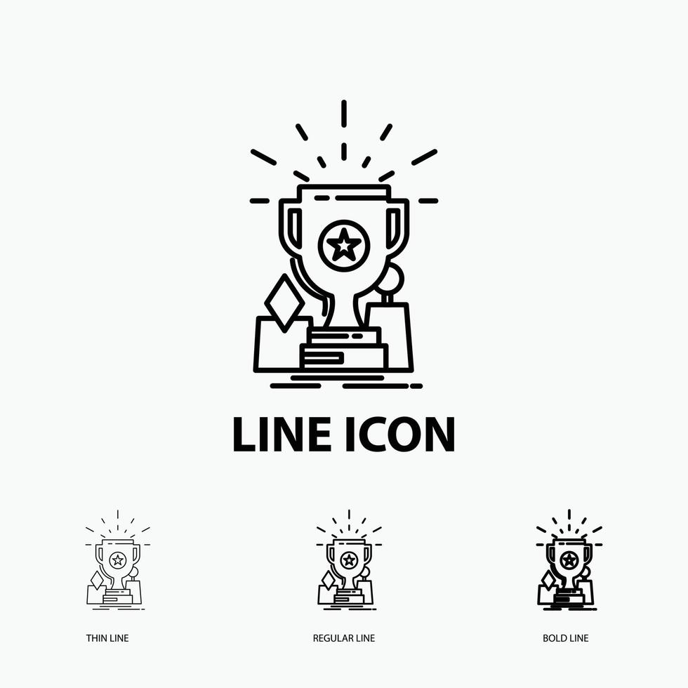 Achievement. award. cup. prize. trophy Icon in Thin. Regular and Bold Line Style. Vector illustration