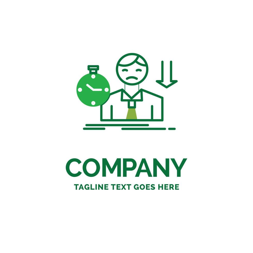 failure. fail. sad. depression. time Flat Business Logo template. Creative Green Brand Name Design. vector