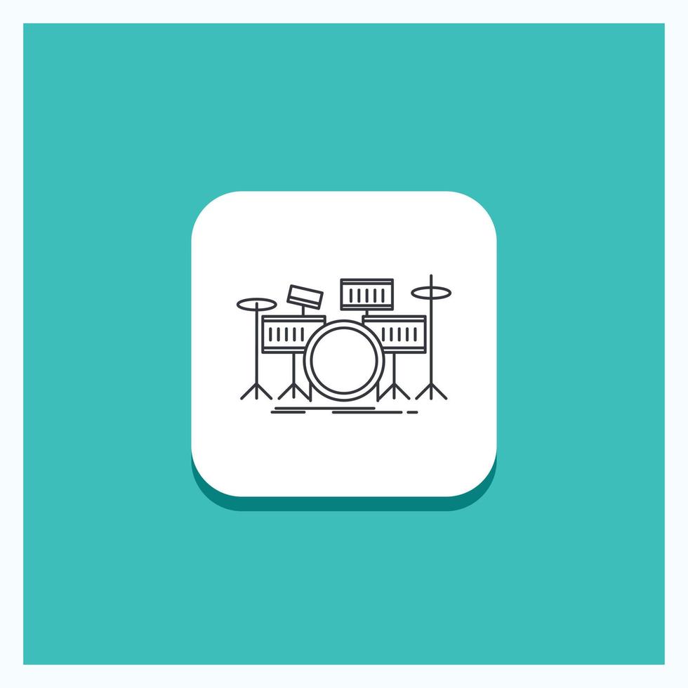 Round Button for drum. drums. instrument. kit. musical Line icon Turquoise Background vector
