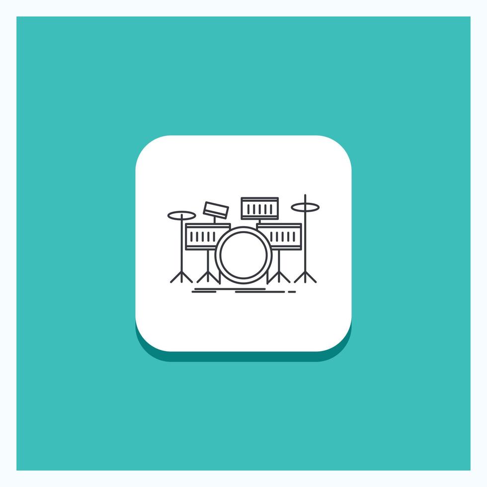 Round Button for drum. drums. instrument. kit. musical Line icon Turquoise Background vector