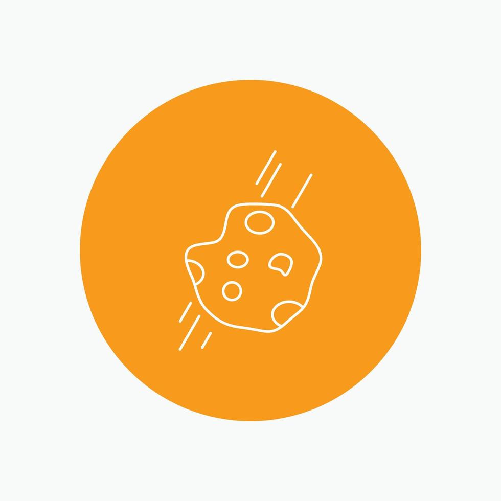 Asteroid. astronomy. meteor. space. comet White Line Icon in Circle background. vector icon illustration