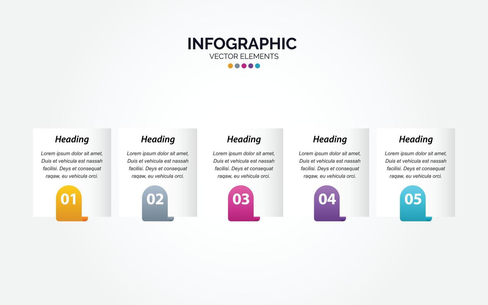 Business Horizontal Infographic template circle colorful with 5 step vector