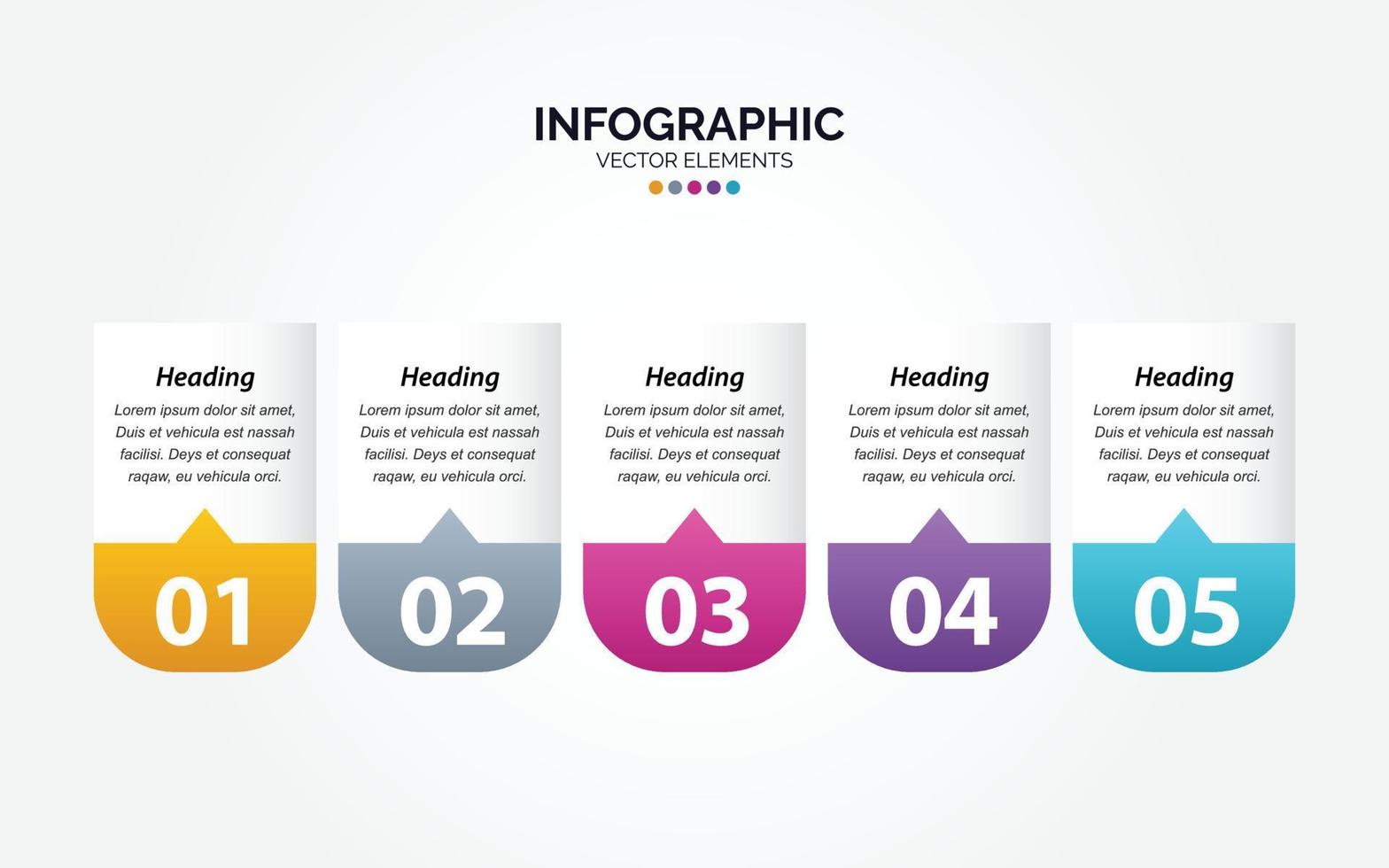 diseño de banner de plantilla colorida de negocio de infografía horizontal 5 opciones de estilo de fondo que puede utilizar para el plan de desarrollo de presentación de flujo de trabajo de proceso de marketing vector