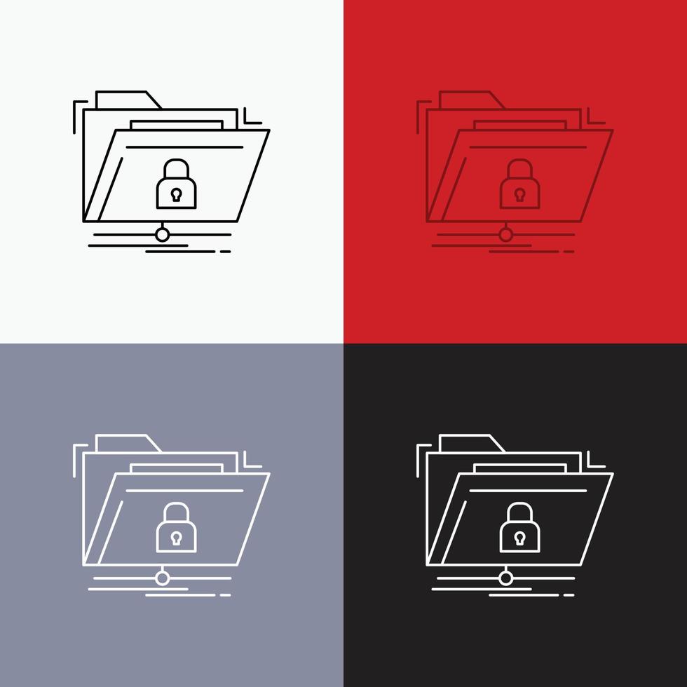 encryption. files. folder. network. secure Icon Over Various Background. Line style design. designed for web and app. Eps 10 vector illustration