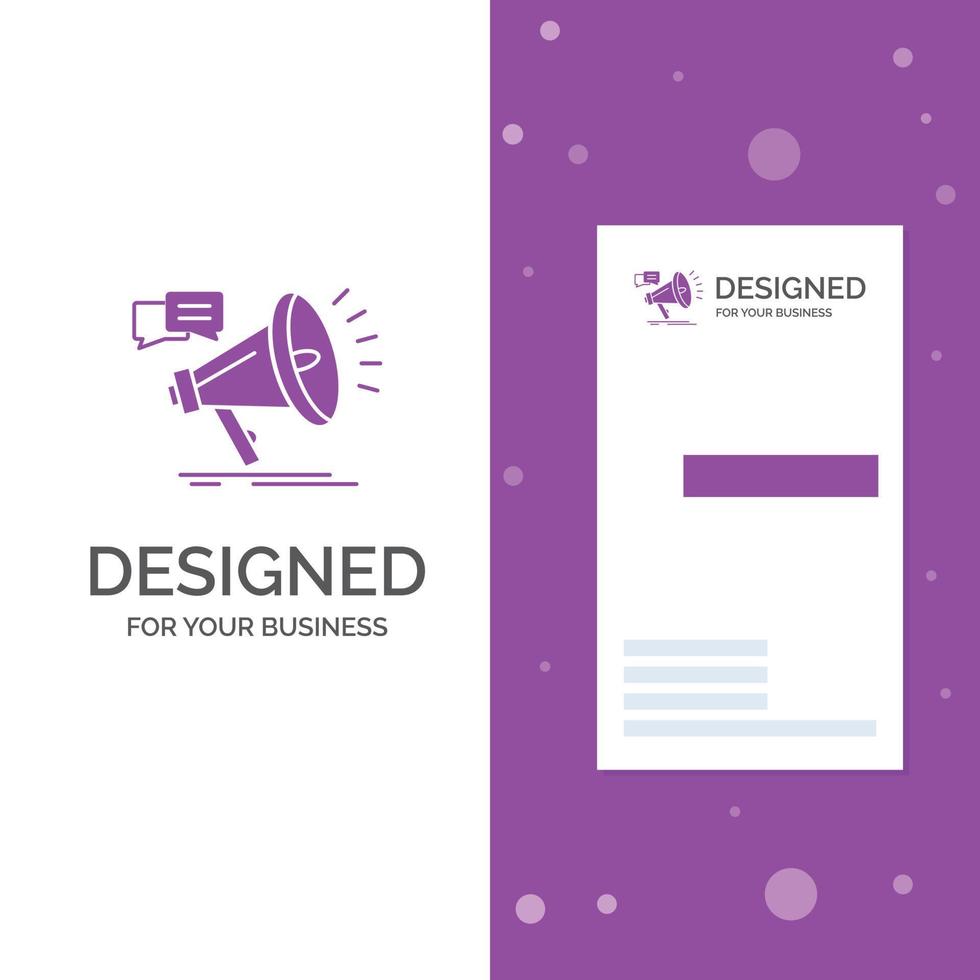 Business Logo for marketing. megaphone. announcement. promo. promotion. Vertical Purple Business .Visiting Card template. Creative background vector illustration