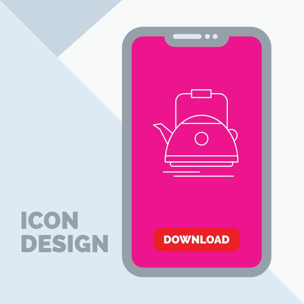 Tea. kettle. teapot. camping. pot Line Icon in Mobile for Download Page vector