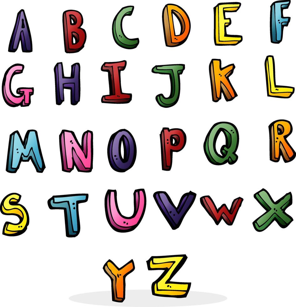 doodle cartoon alphabet vector