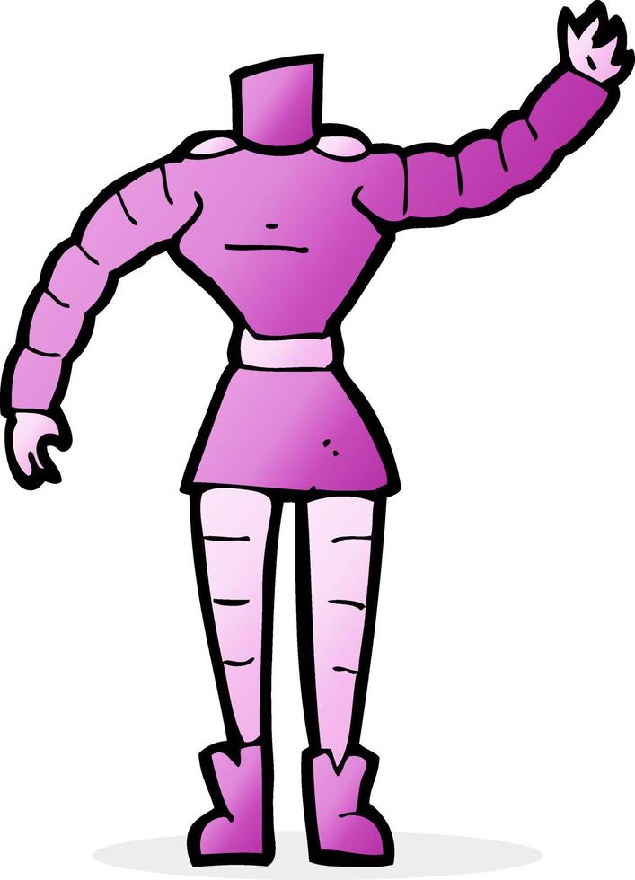 garabato, caricatura, hembra, robot, cuerpo vector