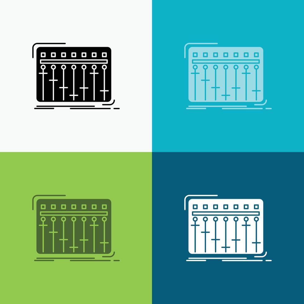 consola. DJ. mezclador. música. icono de estudio sobre varios antecedentes. diseño de estilo de glifo. diseñado para web y aplicación. eps 10 ilustración vectorial vector