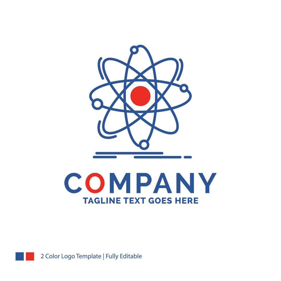 Company Name Logo Design For Atom. science. chemistry. Physics. nuclear. Blue and red Brand Name Design with place for Tagline. Abstract Creative Logo template for Small and Large Business. vector