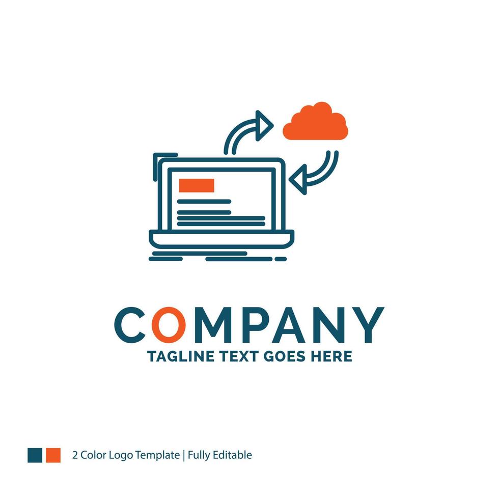 sync. processing. data. dashboard. arrows Logo Design. Blue and Orange Brand Name Design. Place for Tagline. Business Logo template. vector