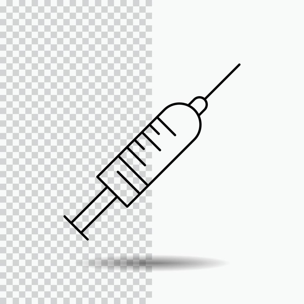 syringe. injection. vaccine. needle. shot Line Icon on Transparent Background. Black Icon Vector Illustration