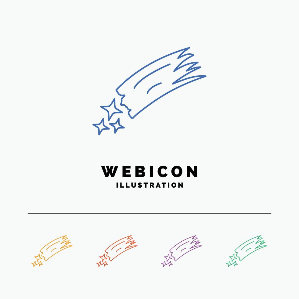 Asteroid. astronomy. meteor. space. comet 5 Color Line Web Icon Template isolated on white. Vector illustration