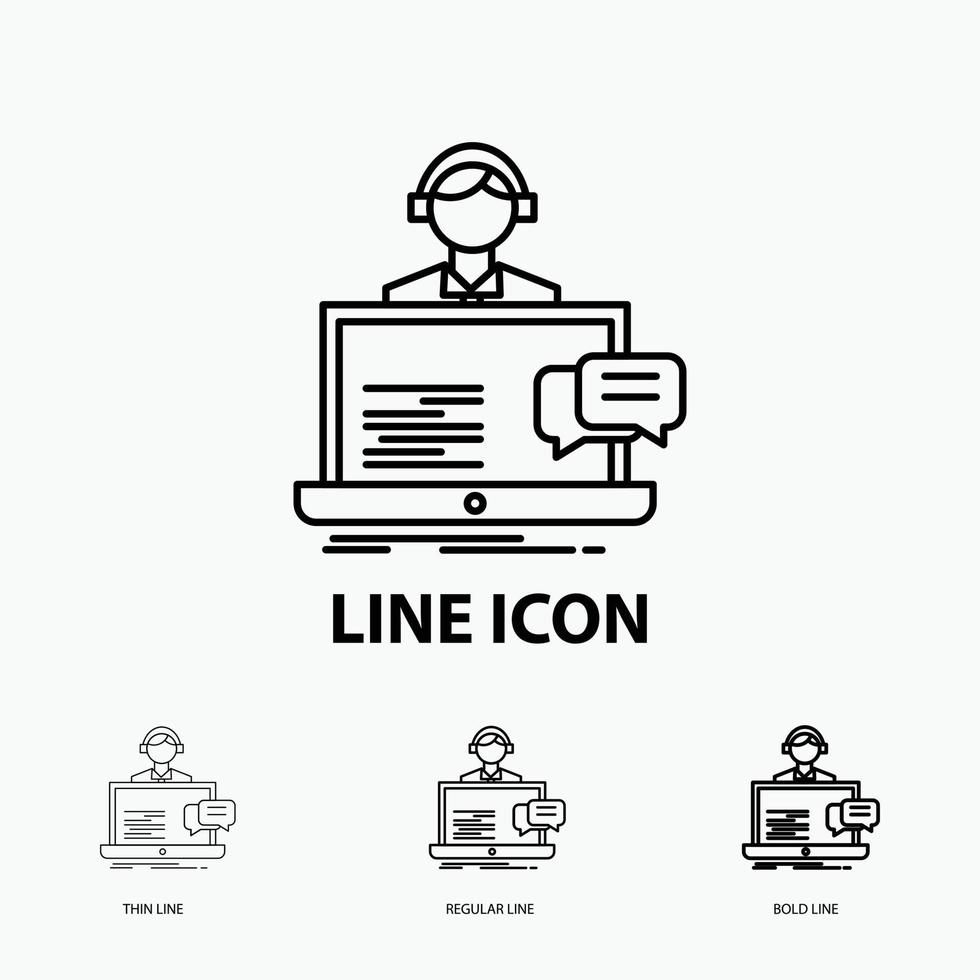 support. chat. customer. service. help Icon in Thin. Regular and Bold Line Style. Vector
