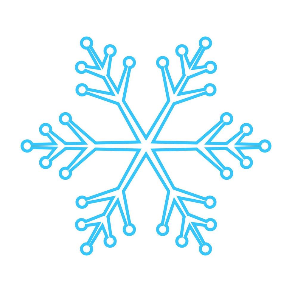 Simple snowflake made of blue lines. Festive decoration for New Year and Christmas, symbol of winter, element for design. Vector illustration