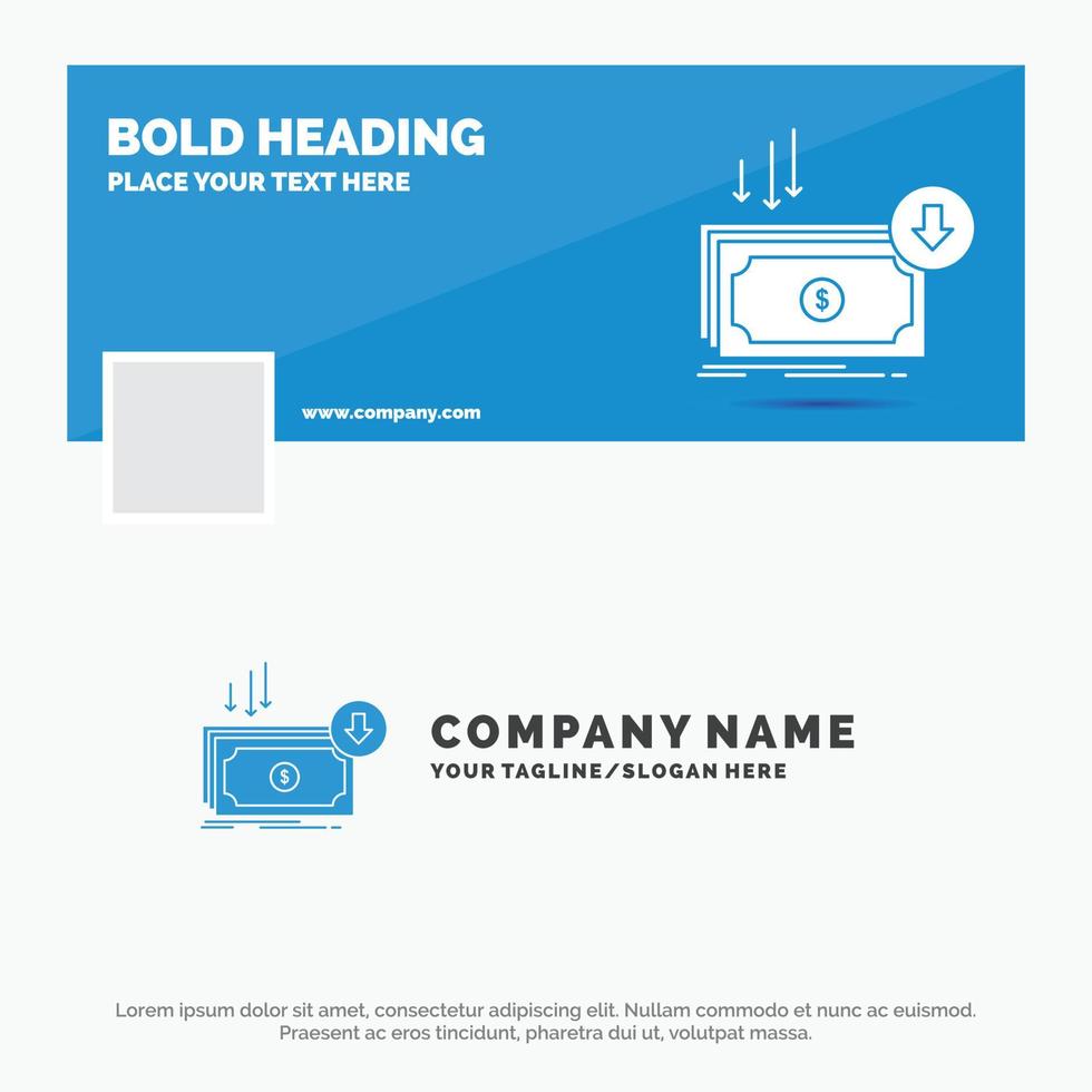 Blue Business Logo Template for Business. cost. cut. expense. finance. money. Facebook Timeline Banner Design. vector web banner background illustration