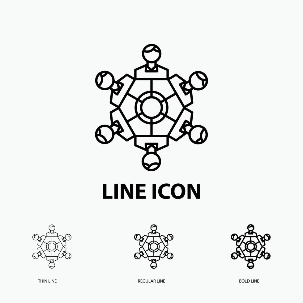 Cooperation. friends. game. games. playing Icon in Thin. Regular and Bold Line Style. Vector illustration