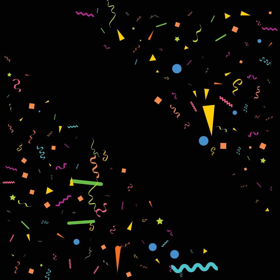 confetti concept design template holiday Happy Day. Black Background Celebration Vector illustration.