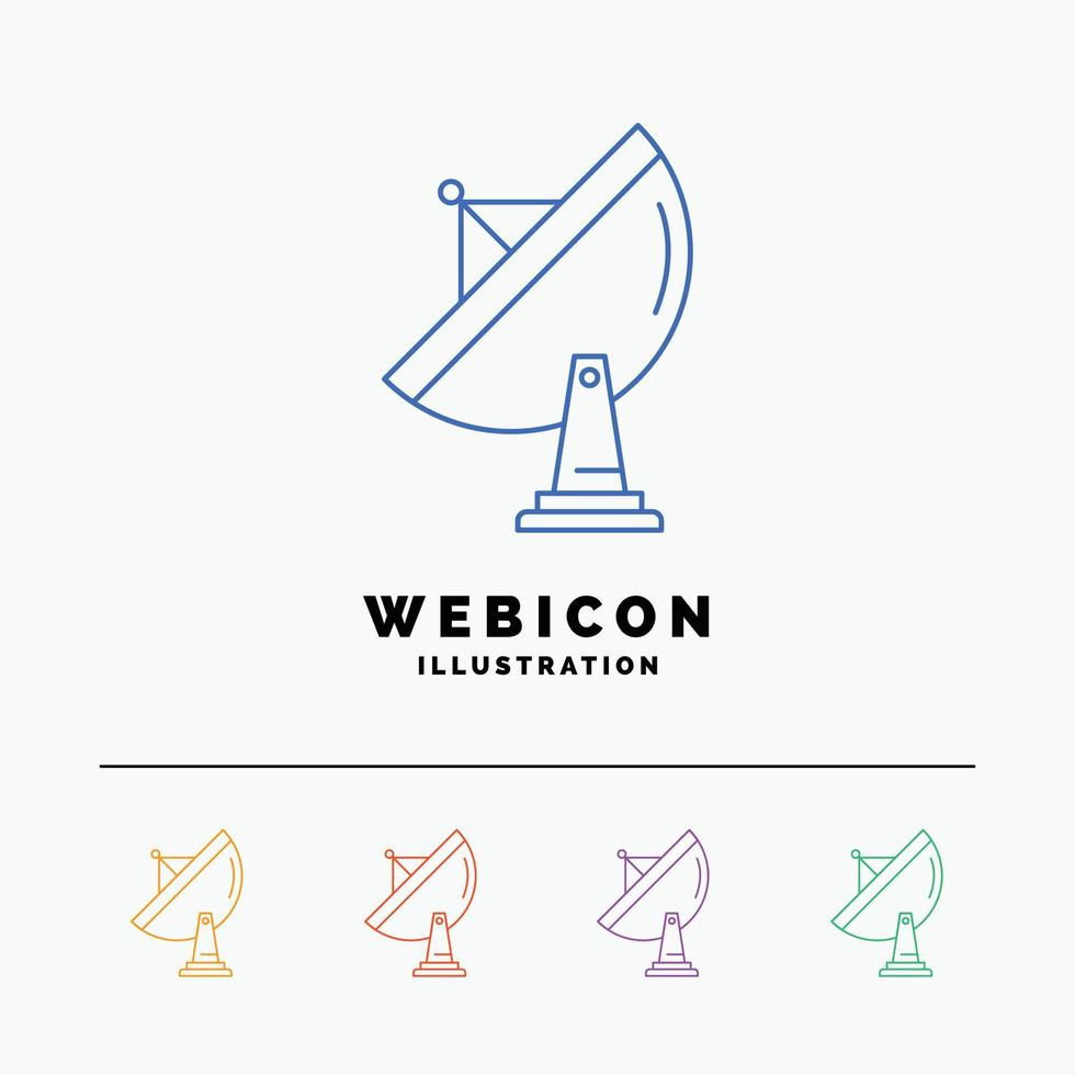 satellite. antenna. radar. space. dish 5 Color Line Web Icon Template isolated on white. Vector illustration