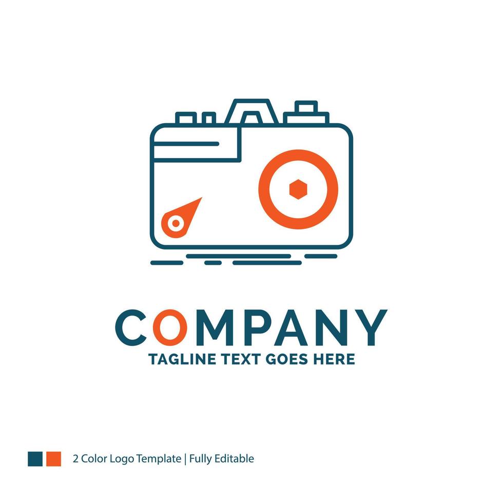 Camera. photography. capture. photo. aperture Logo Design. Blue and Orange Brand Name Design. Place for Tagline. Business Logo template. vector