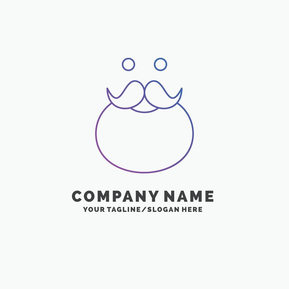 moustache. Hipster. movember. santa. Beared Purple Business Logo Template. Place for Tagline vector