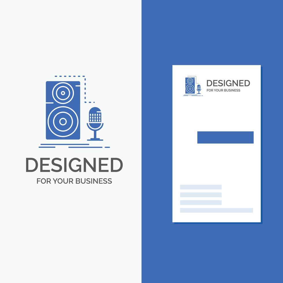Business Logo for Live. mic. microphone. record. sound. Vertical Blue Business .Visiting Card template. vector