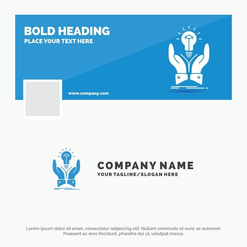 Blue Business Logo Template for idea. ideas. creative. share. hands. Facebook Timeline Banner Design. vector web banner background illustration