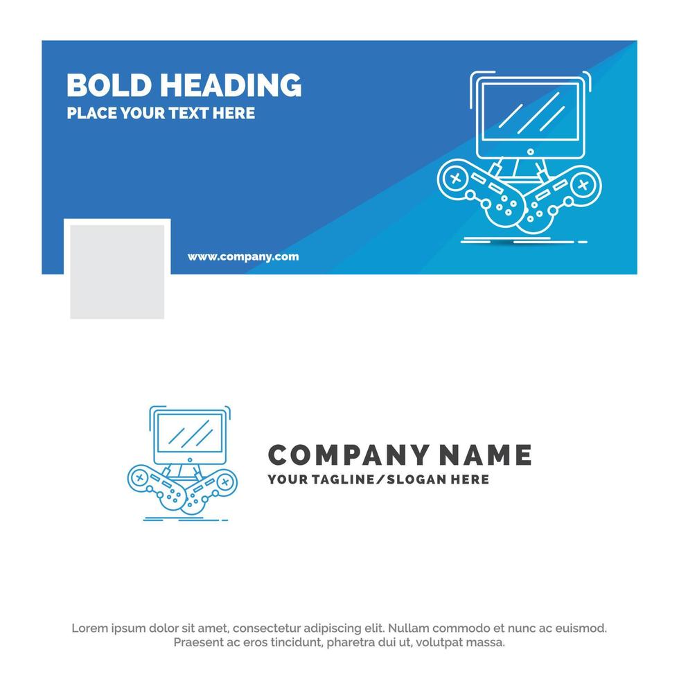 Blue Business Logo Template for Game. gaming. internet. multiplayer. online. Facebook Timeline Banner Design. vector web banner background illustration