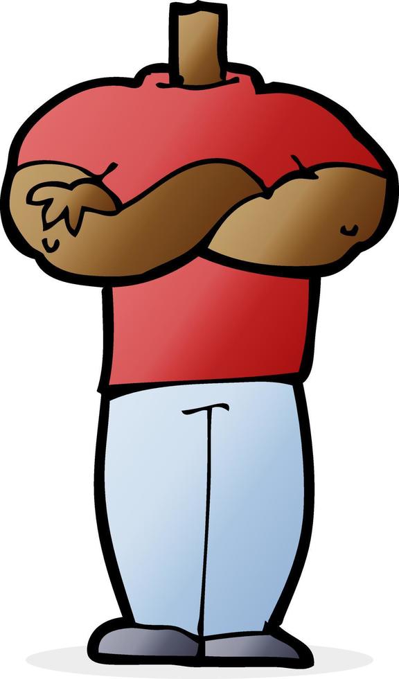 doodle cartoon body with folded arms vector