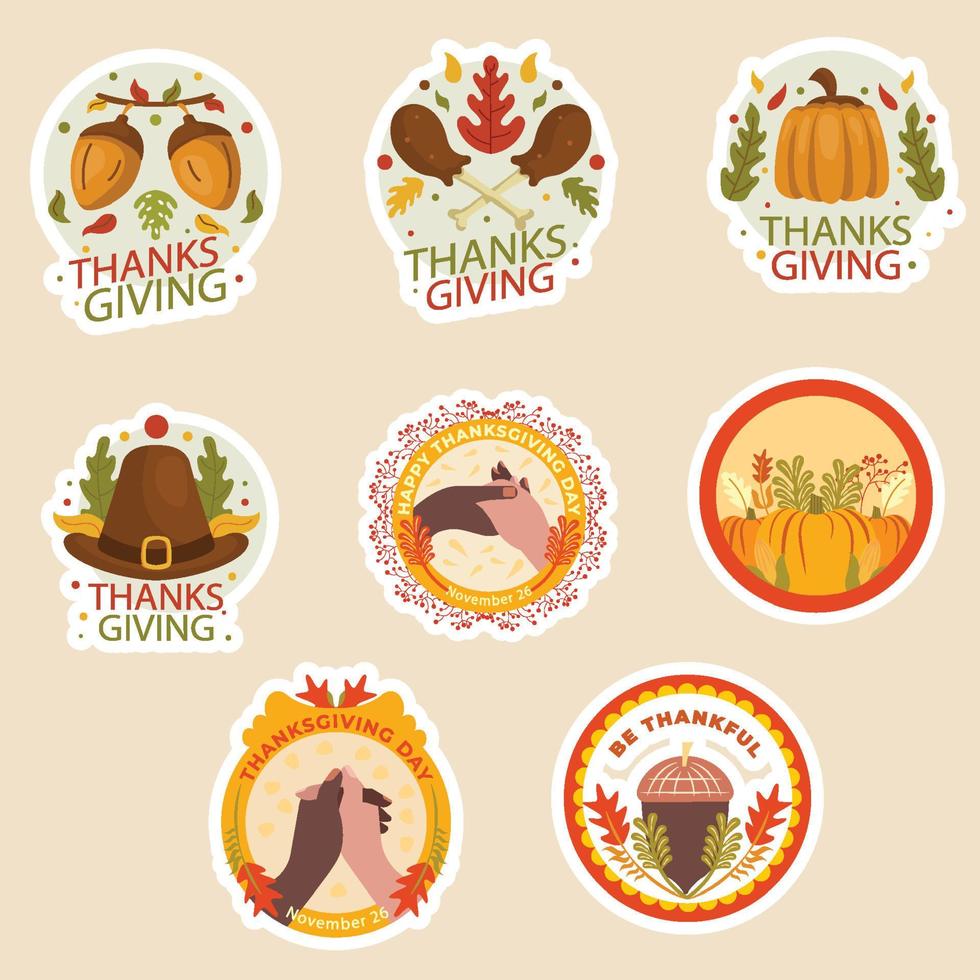 Set of round thanksgiving vector