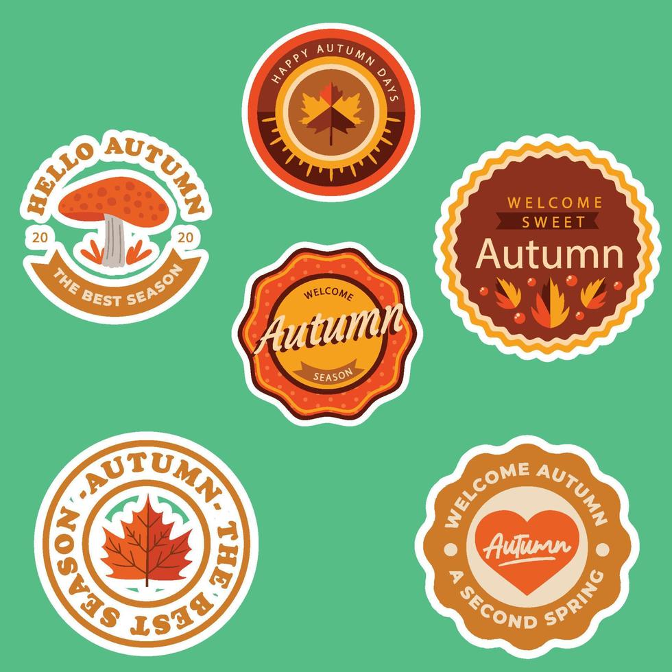 colección de insignias de otoño de diseño plano vector