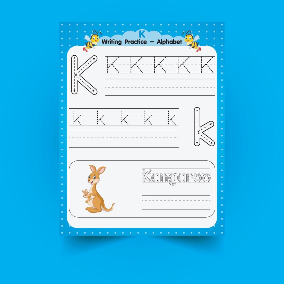 Alphabet tracing worksheet with letter and vocabulary vector