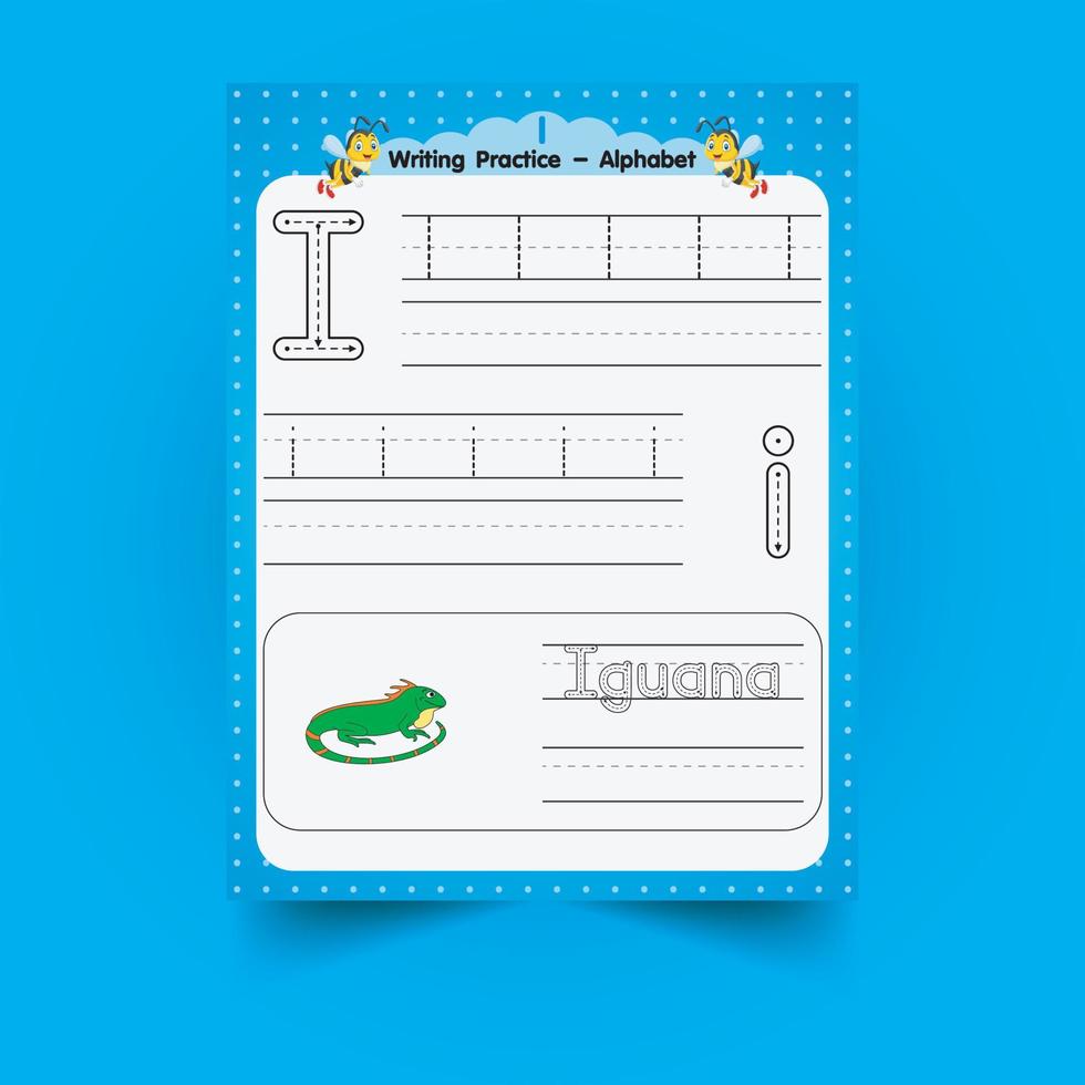 Alphabet tracing worksheet with letter and vocabulary vector