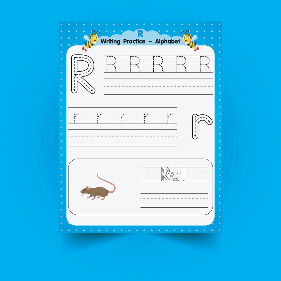 Alphabet tracing worksheet with letter and vocabulary vector