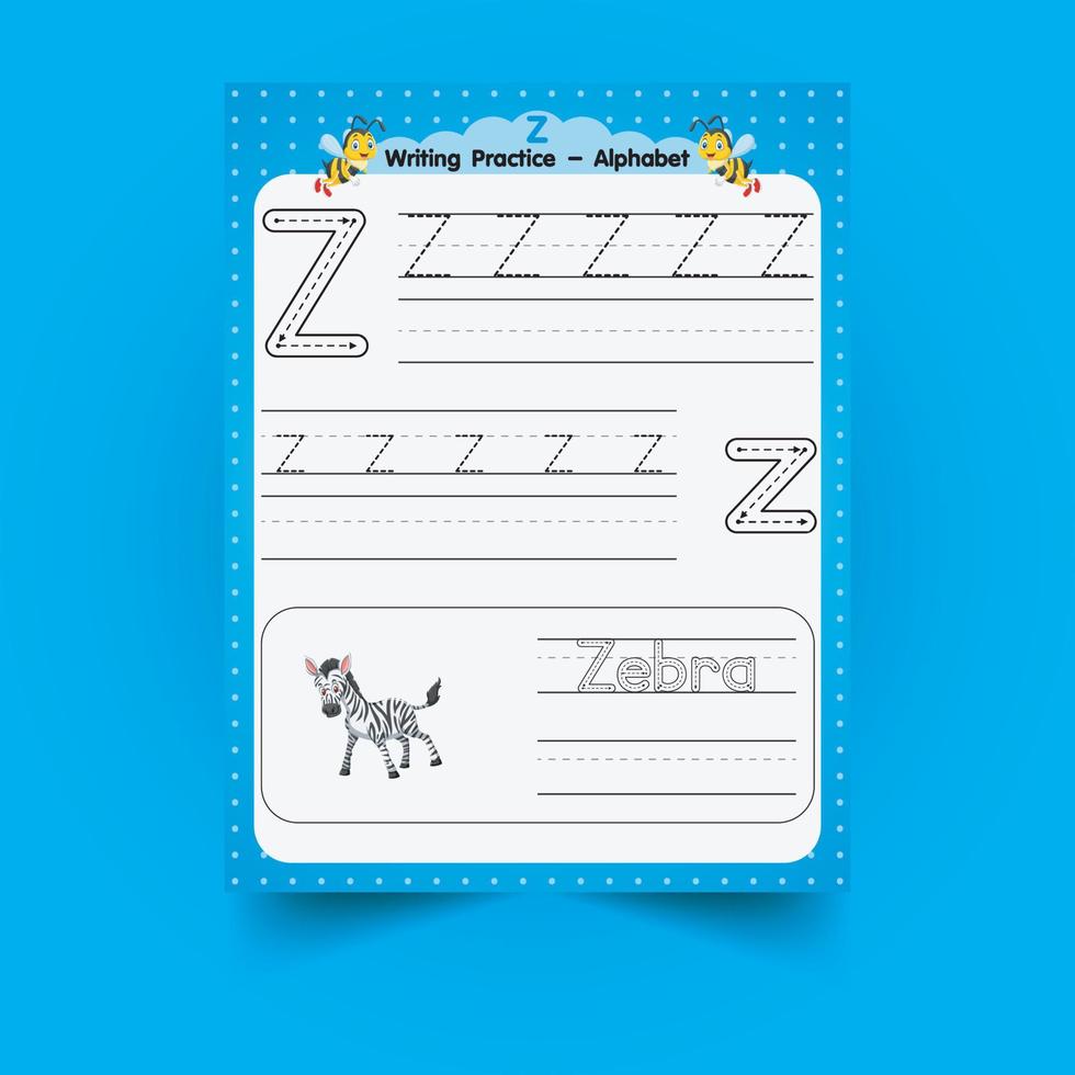 Alphabet tracing worksheet with letter and vocabulary vector