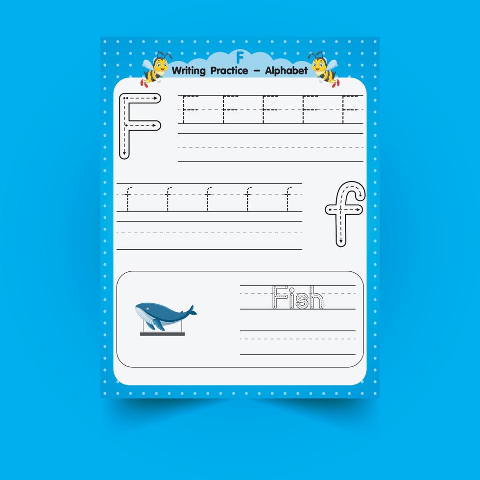 Alphabet tracing worksheet with letter and vocabulary vector
