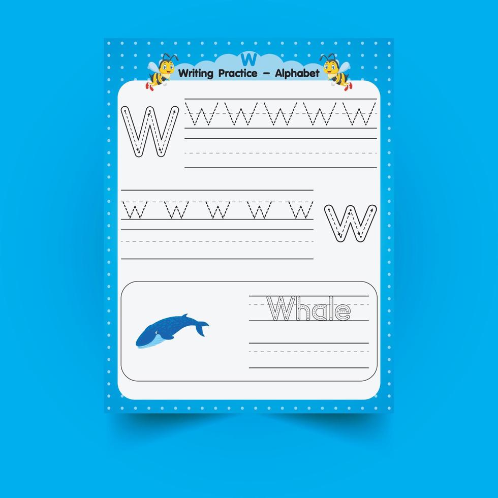 Alphabet tracing worksheet with letter and vocabulary vector