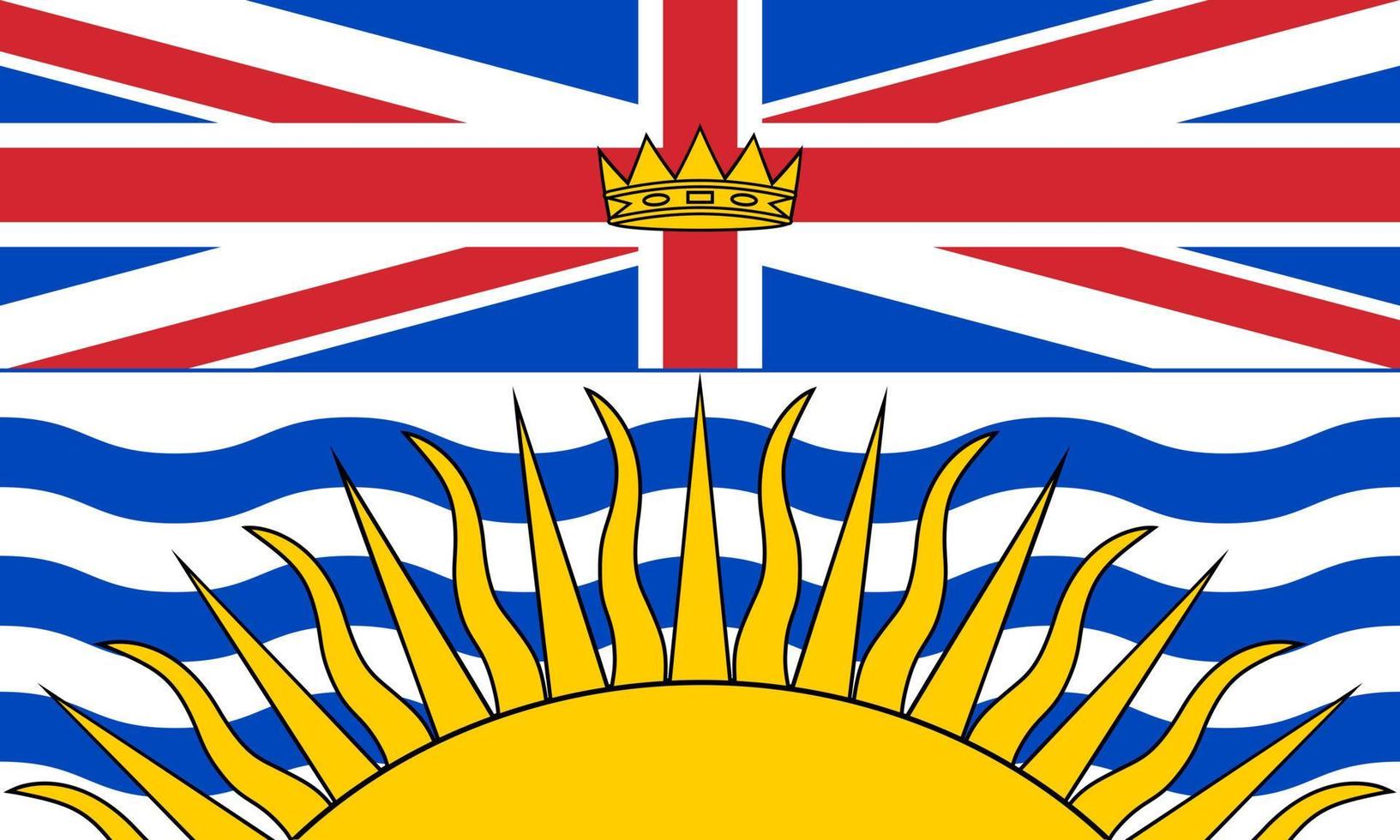 bandera de columbia británica, provincia de canadá. ilustración vectorial vector