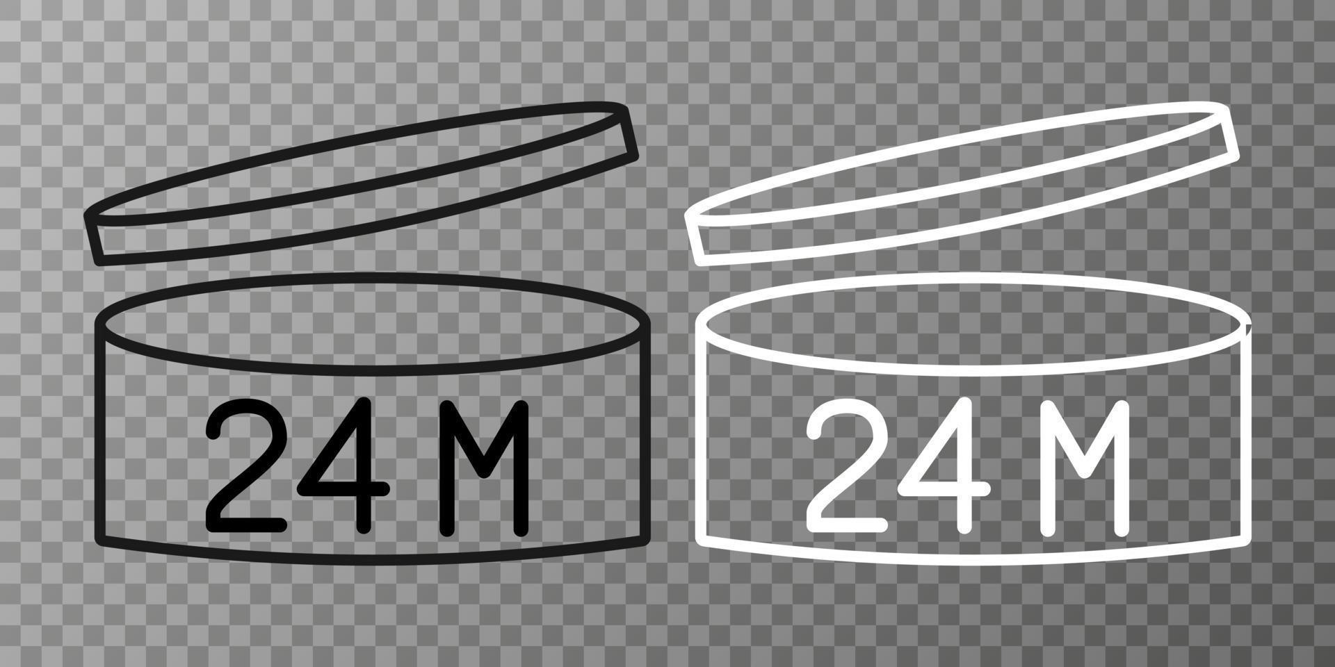 Expiration date 24 month icon. Period after opening symbol. Vector Illustration.