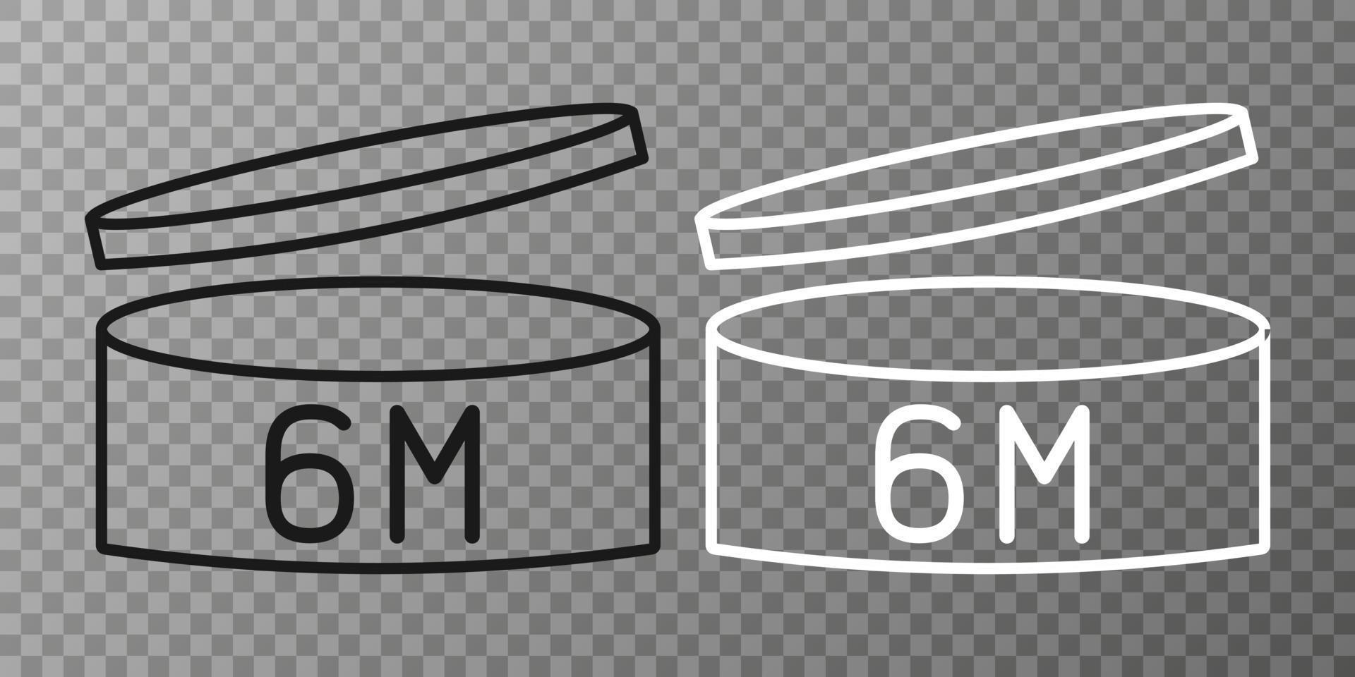 Expiration date 6 month icon. Period after opening symbol. Vector Illustration.
