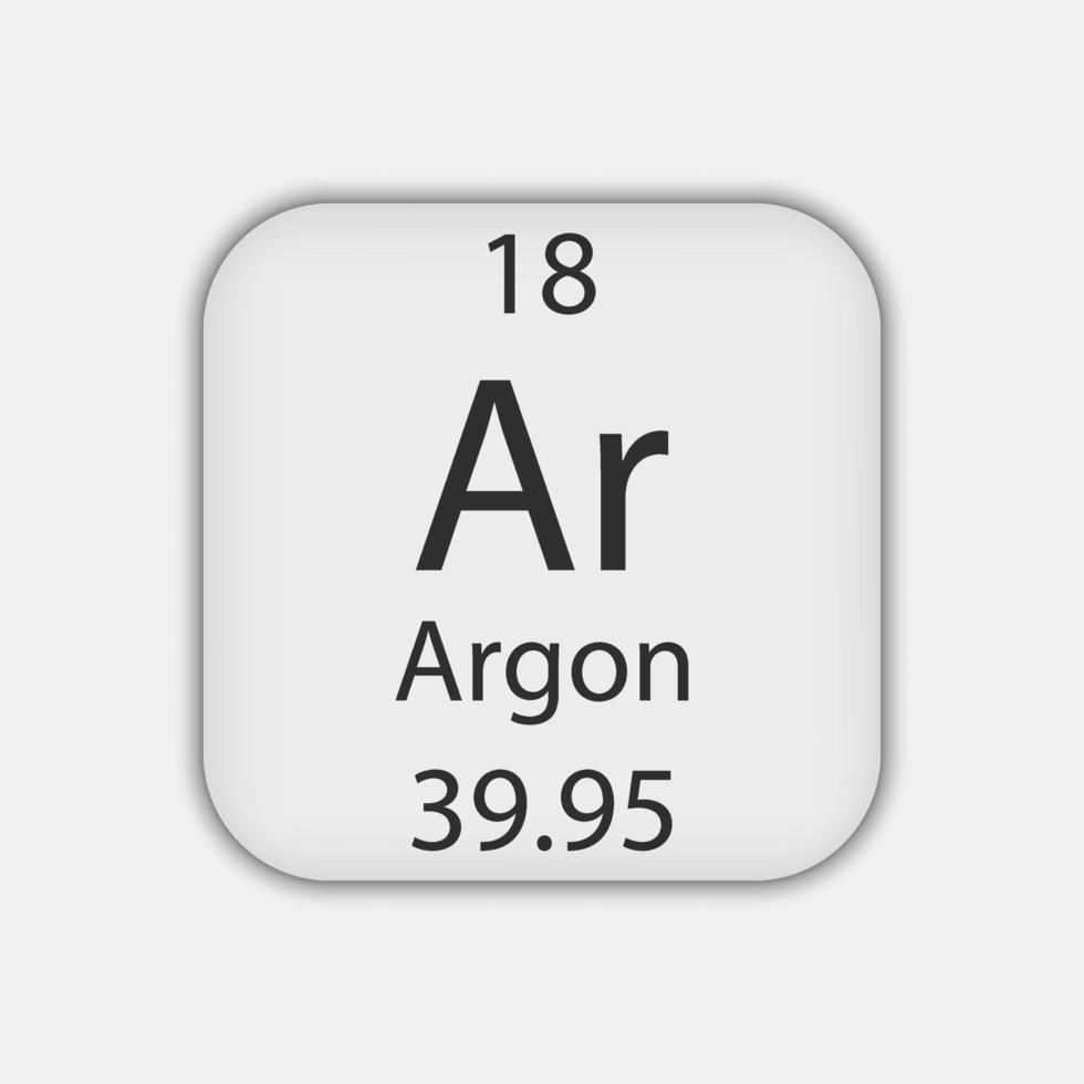 Argon symbol. Chemical element of the periodic table. Vector illustration.