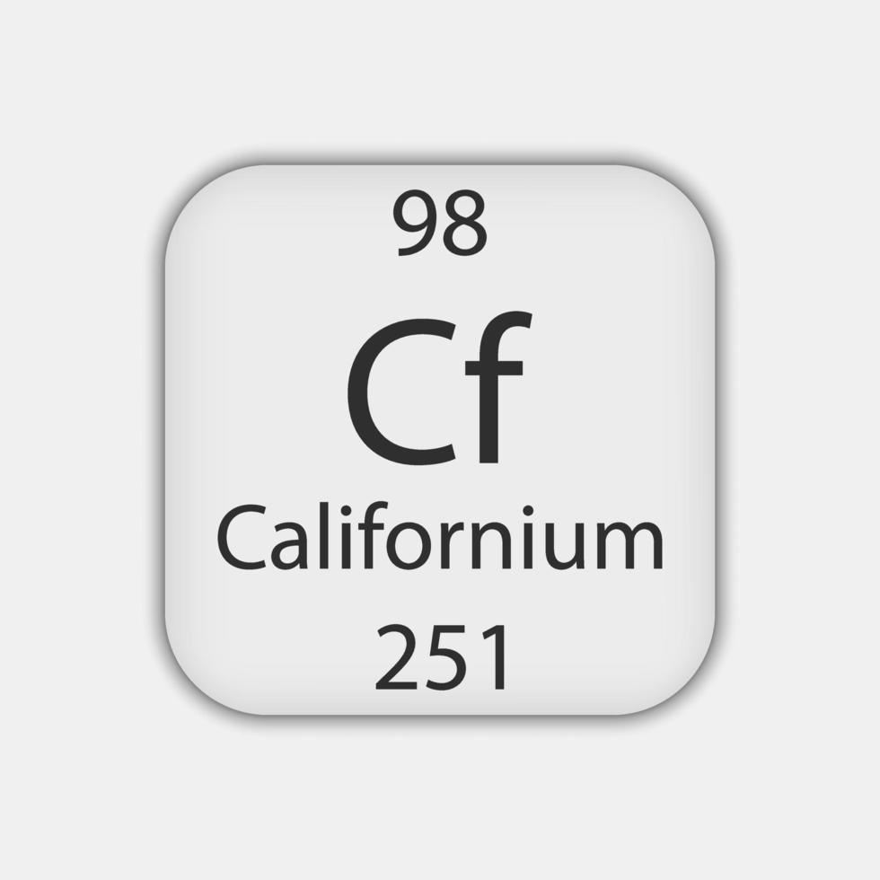 símbolo de californio. elemento químico de la tabla periódica. ilustración vectorial vector