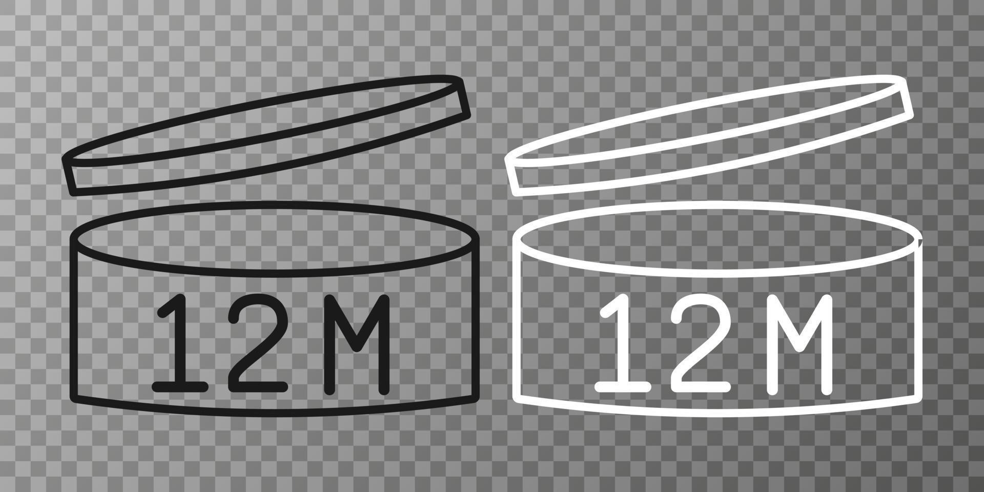 Expiration date 12 month icon. Period after opening symbol. Vector Illustration.