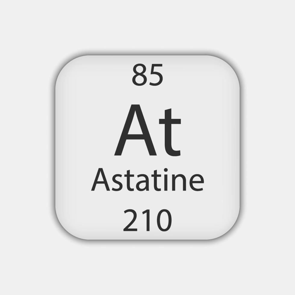 Astatine symbol. Chemical element of the periodic table. Vector illustration.