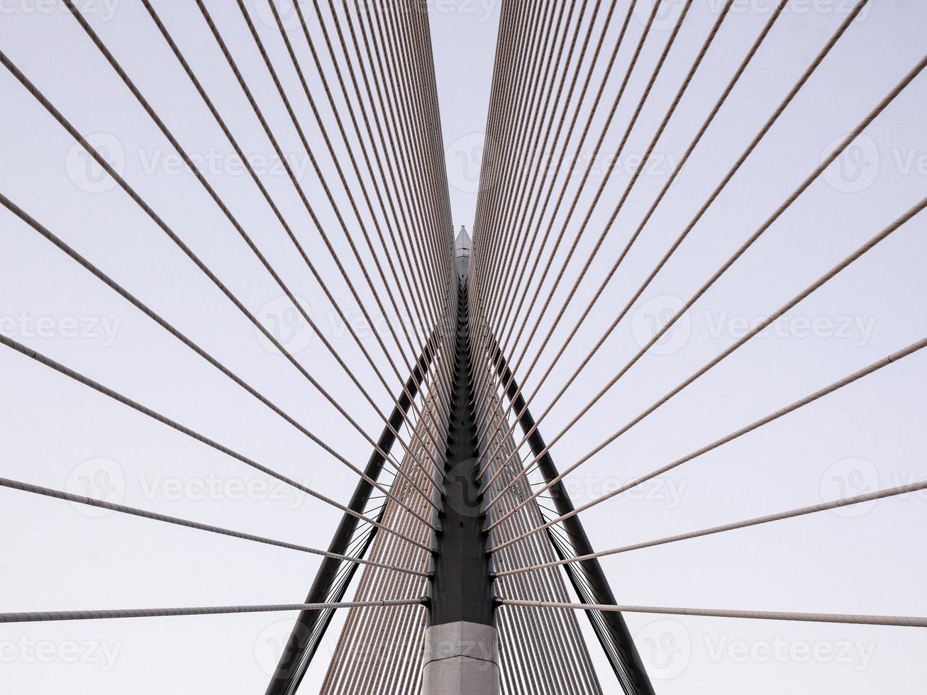 Close-up detail of a cable stayed bridge in Putrajaya, Malaysia photo