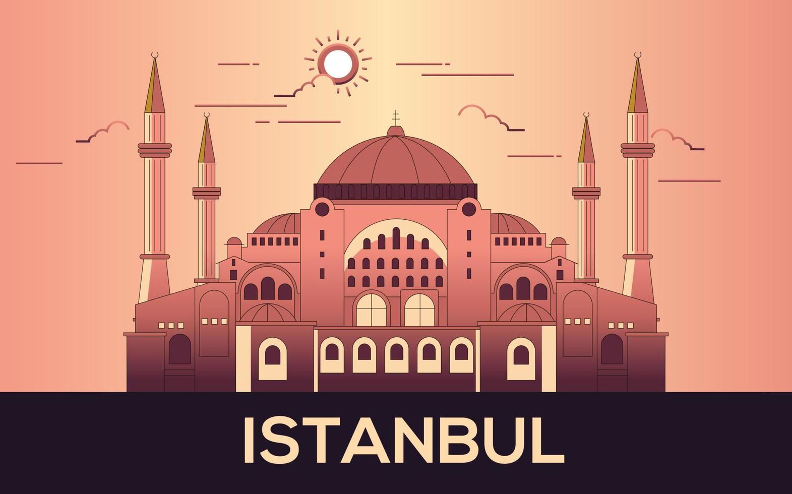 diseño de arte vectorial de paisaje urbano de estambul vector