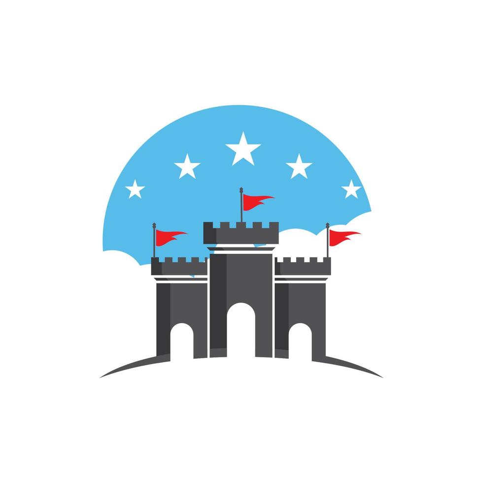 plantilla de icono de ilustración de vector de edificio de castillo